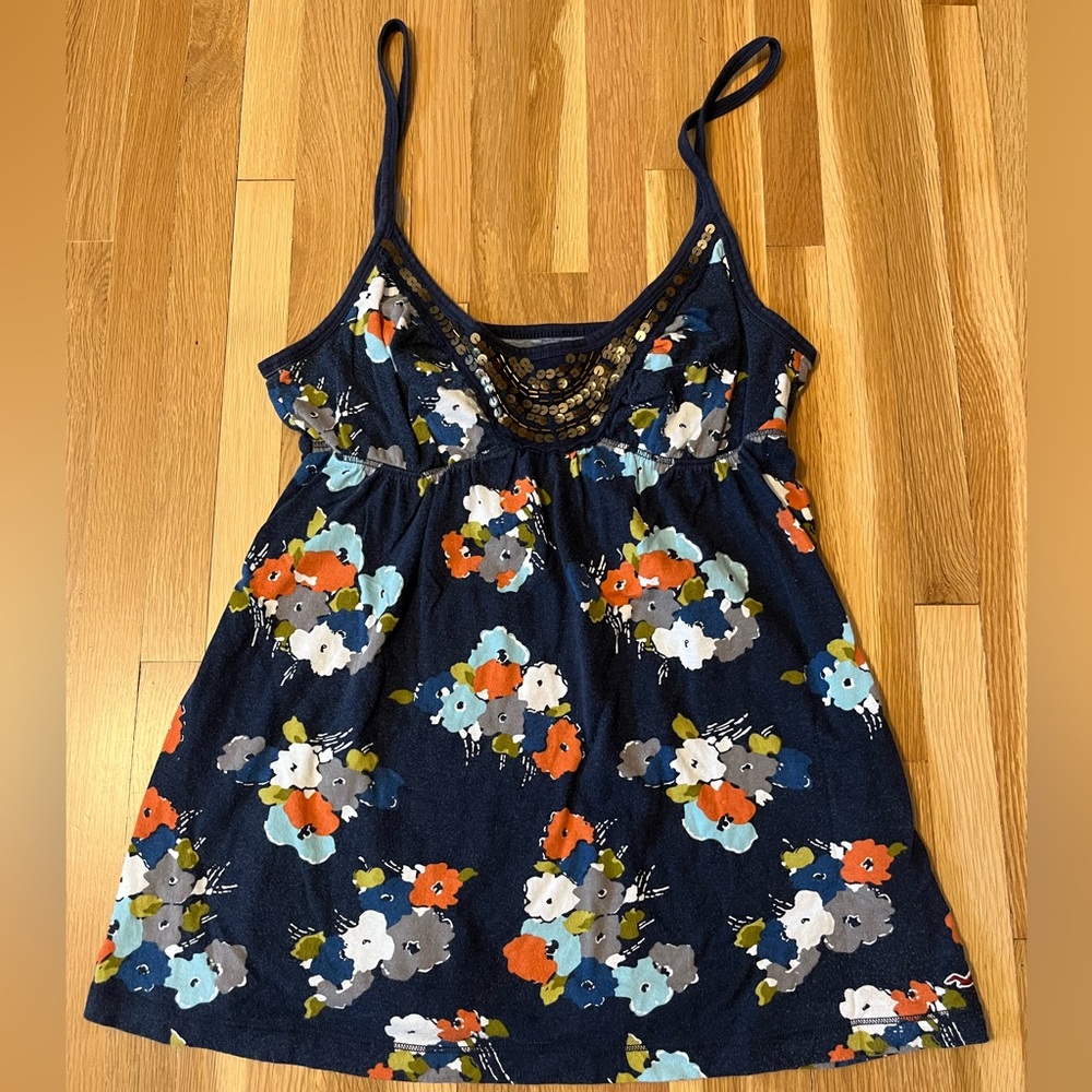 Blue Floral Hollister Tank Top- Medium